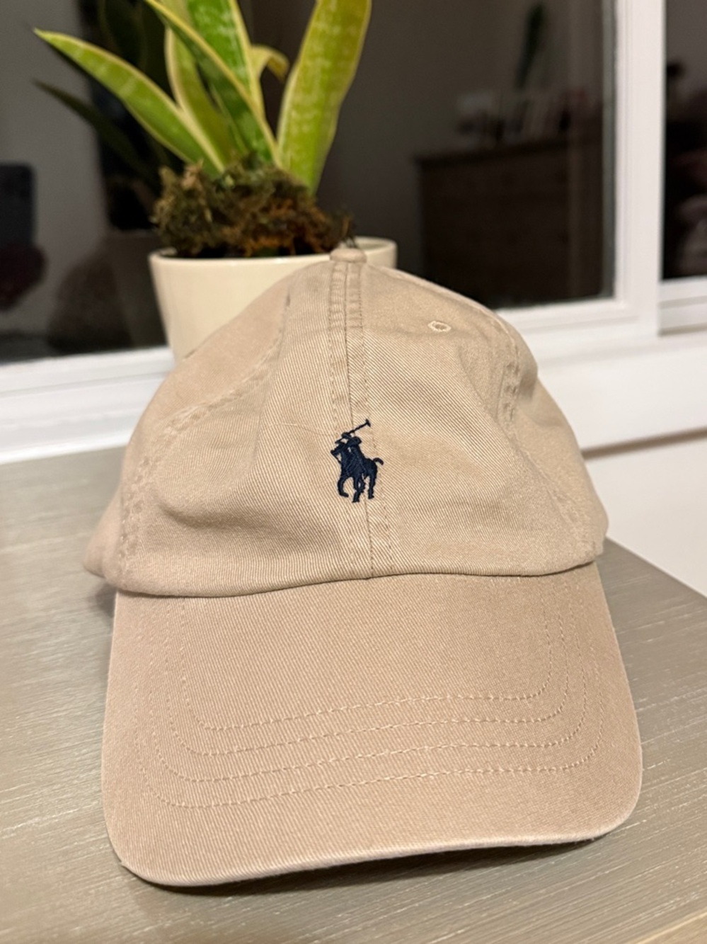 Polo by Ralph Lauren Beige Baseball Cap with Navy Logo